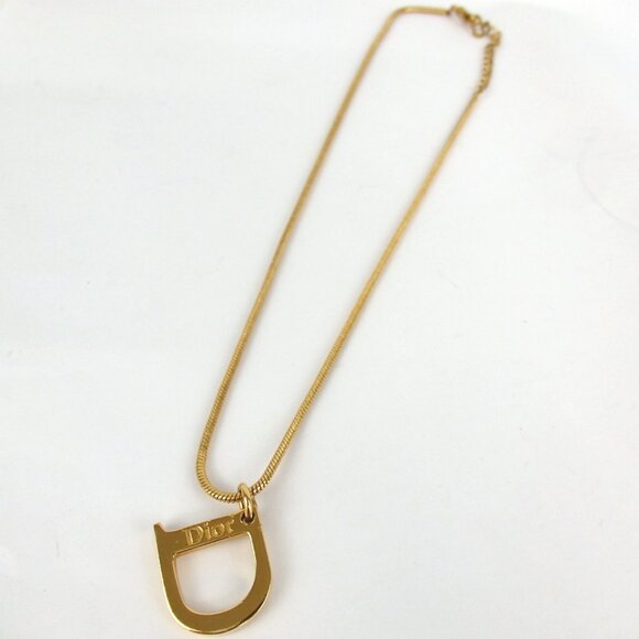 Authentic Christian Dior D logo Necklace metal [Used] - Picture 2 of 9